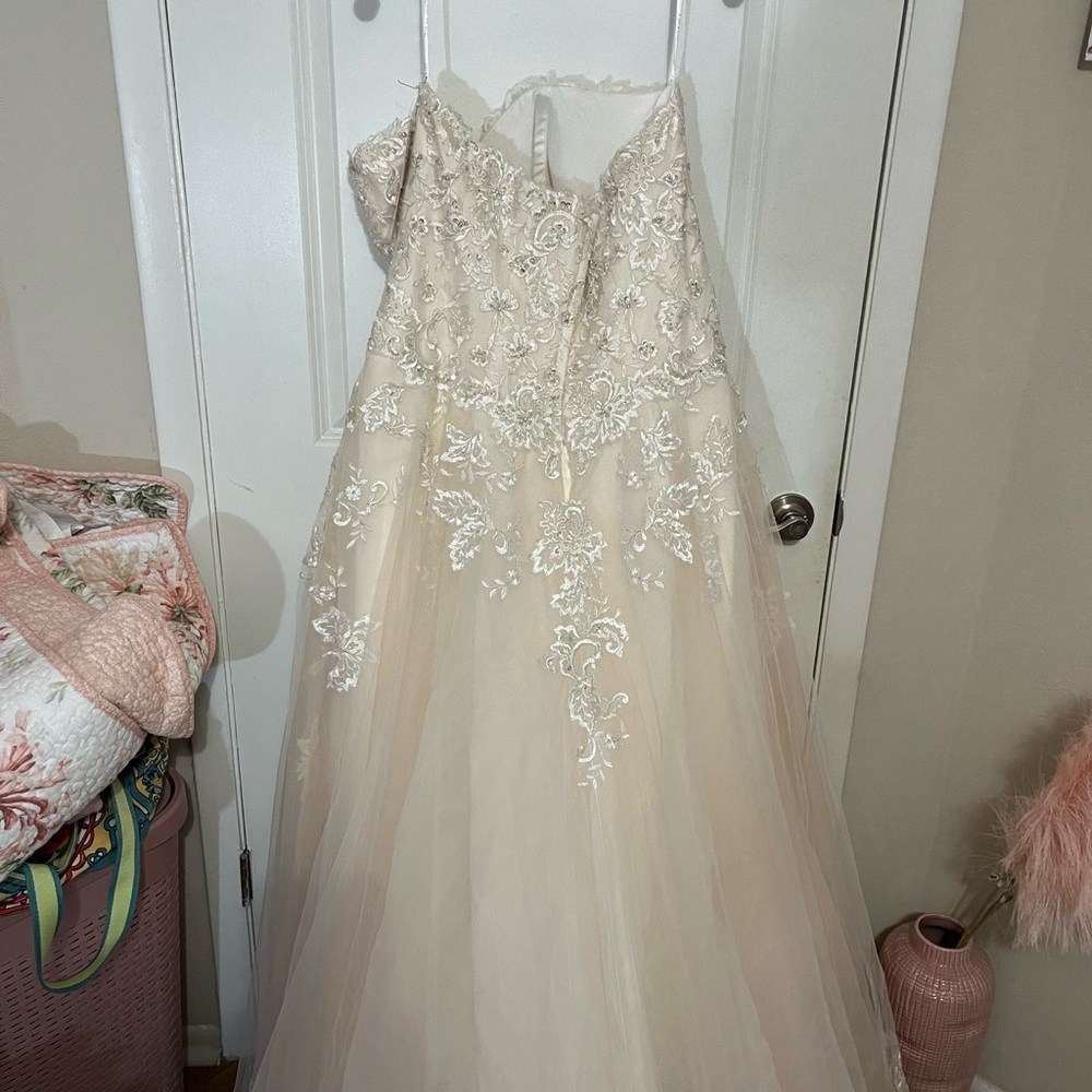David’s bridal size 20W blush/ ivory gown never worn with the tags